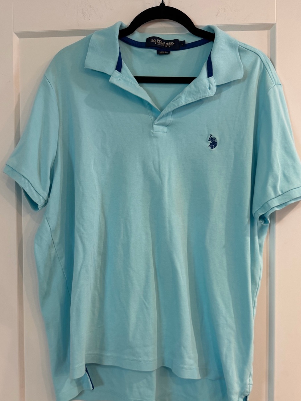 U.S. Polo Assn. Men's Aqua Polo with Navy Trim